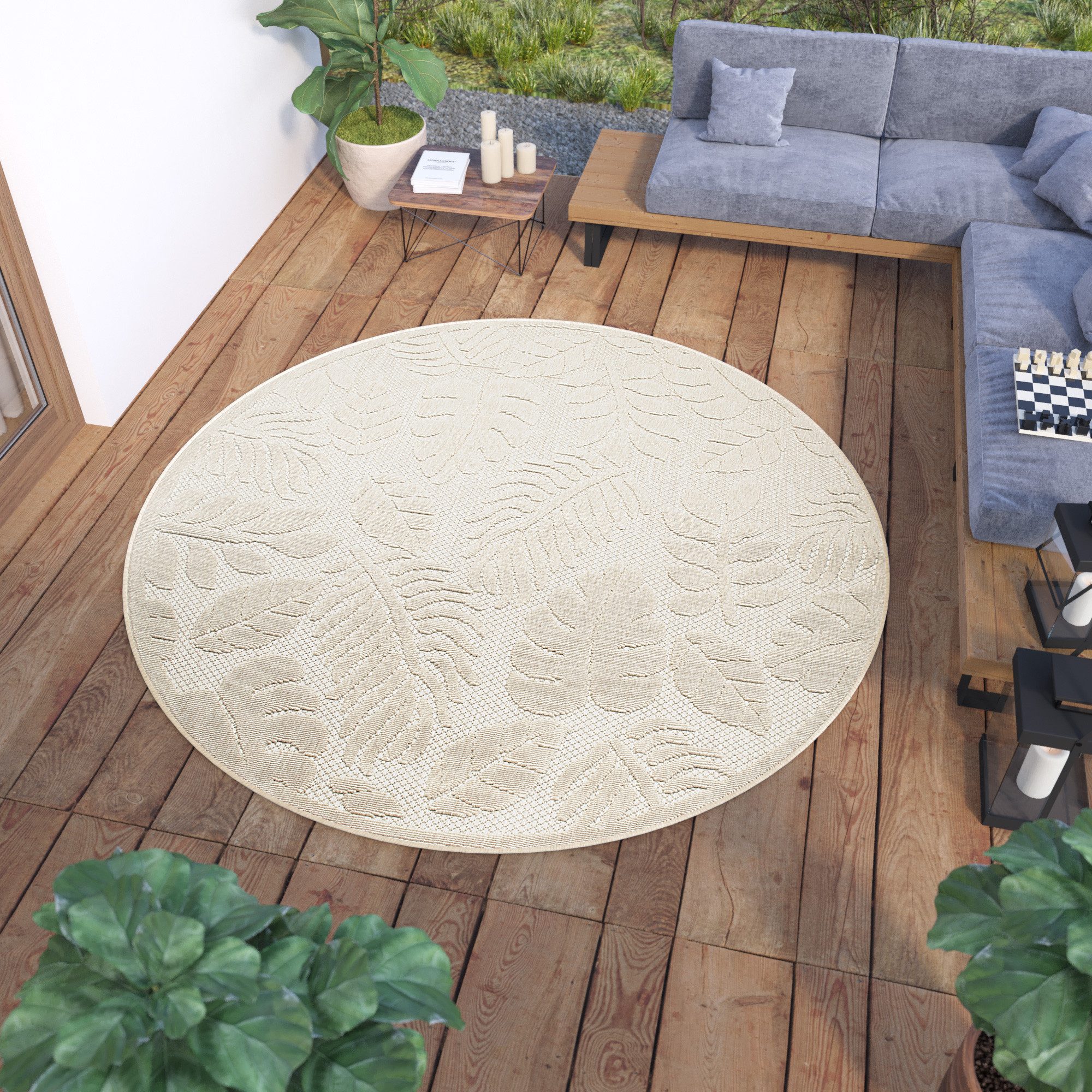 Tapiso Outdoorteppich VIERA RUND, rund, Höhe: günstig online kaufen