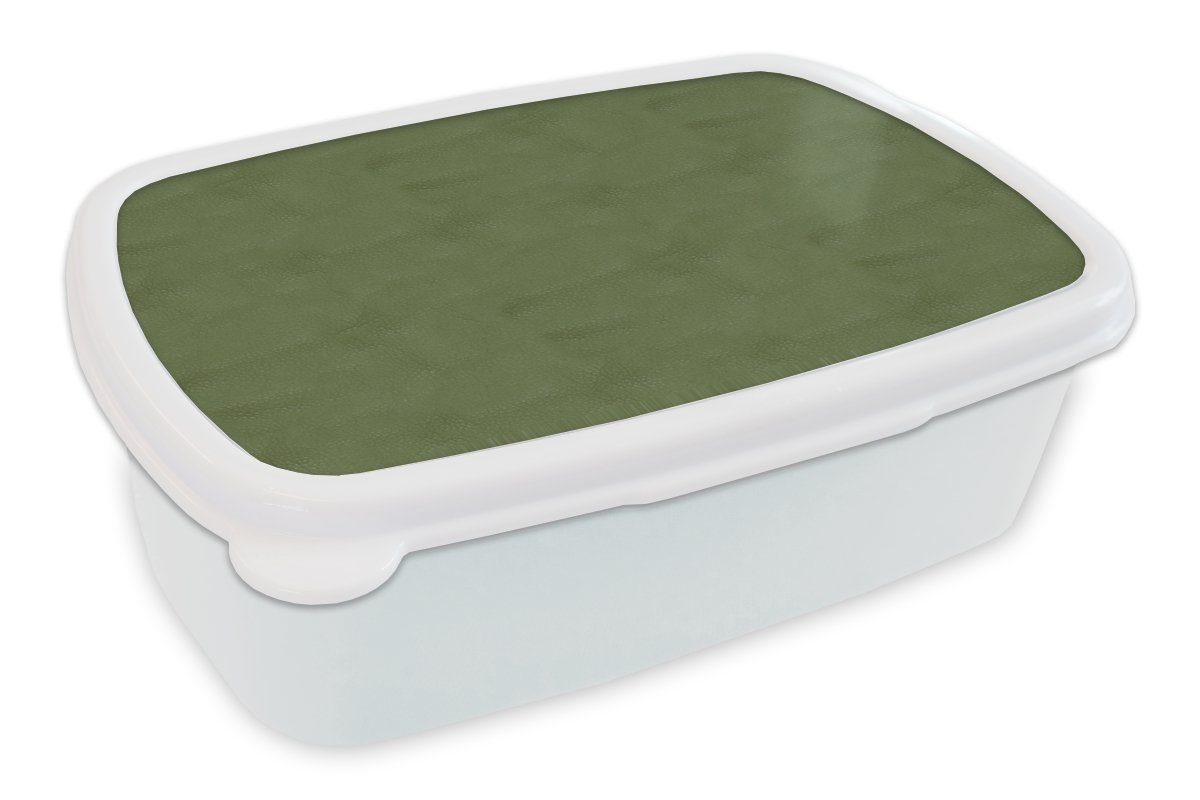 MuchoWow Lunchbox Leder - Grün - Tiere, Kunststoff, (2-tlg), Brotbox für Kinder und Erwachsene, Brotdose, für Jungs und Mädchen weiß