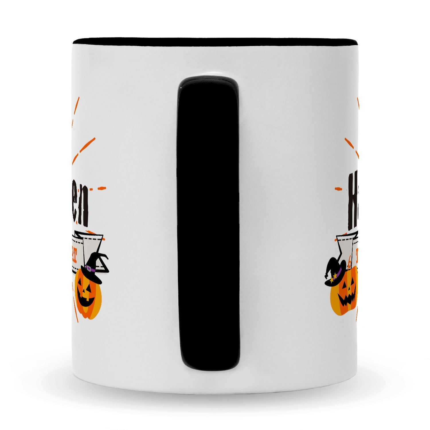 GRAVURZEILE Tasse mit Motiv Weiß Sie Design Happy Halloween & Ihn für - V3 Geschenk im Schwarz 