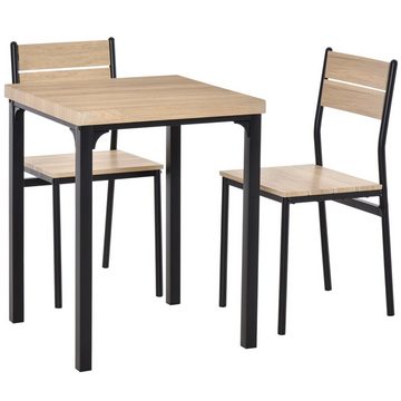 HOMCOM Sitzgruppe Esstisch-Set mit 1 Tisch + 2 Stühlen
