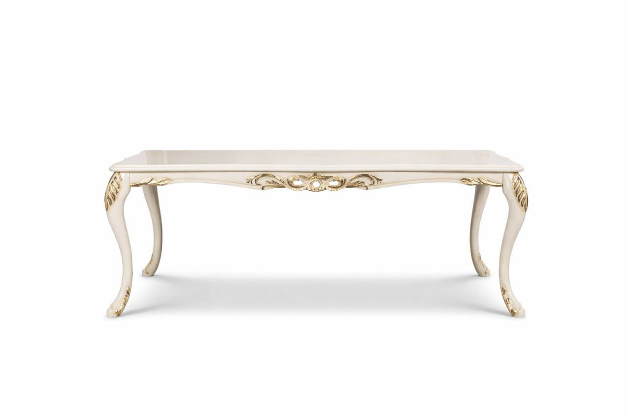 JVmoebel Esstisch Klassischer Beige Holz-Wohnzimmertisch im zeitlosen Design Sofort, Made in Europa