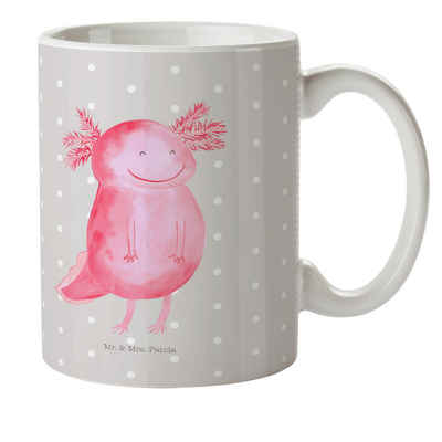 Mr. & Mrs. Panda Kinderbecher Axolotl Glücklich, Bruchsichere Tasse, Kinderbecher, Plastik Tasse, Kunststoff, Kindergeschichten Motive