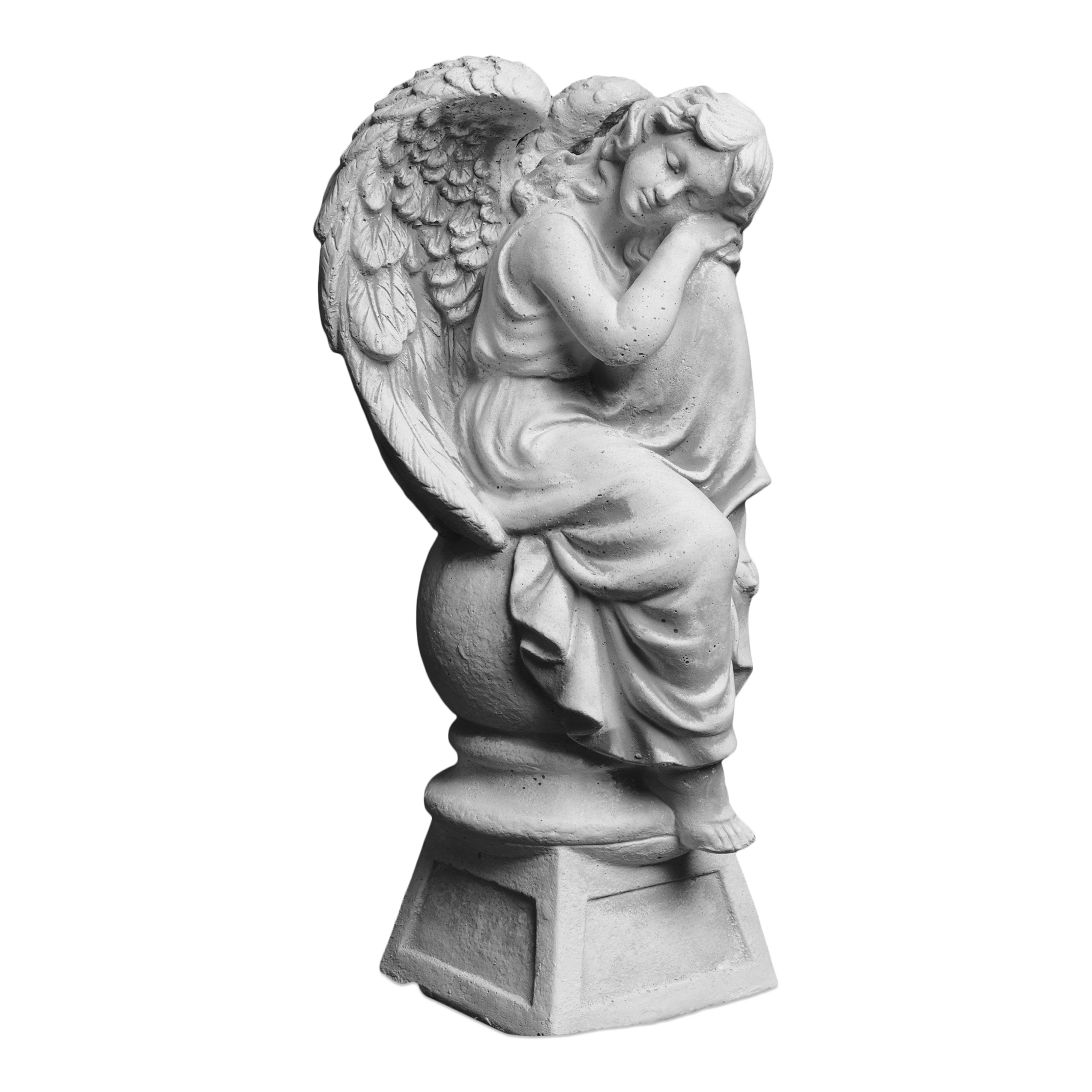 gartendekoparadies.de Gartenfigur Engel auf Podest, Steinfigur H. 42 cm, 12 günstig online kaufen