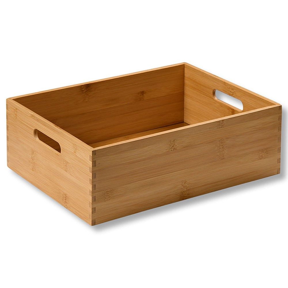 Kesper Allzweckkiste Aufbewahrungsbox aus Bambus 38,5x28,5x13 cm, Stapelkiste mit Grifföffnungen