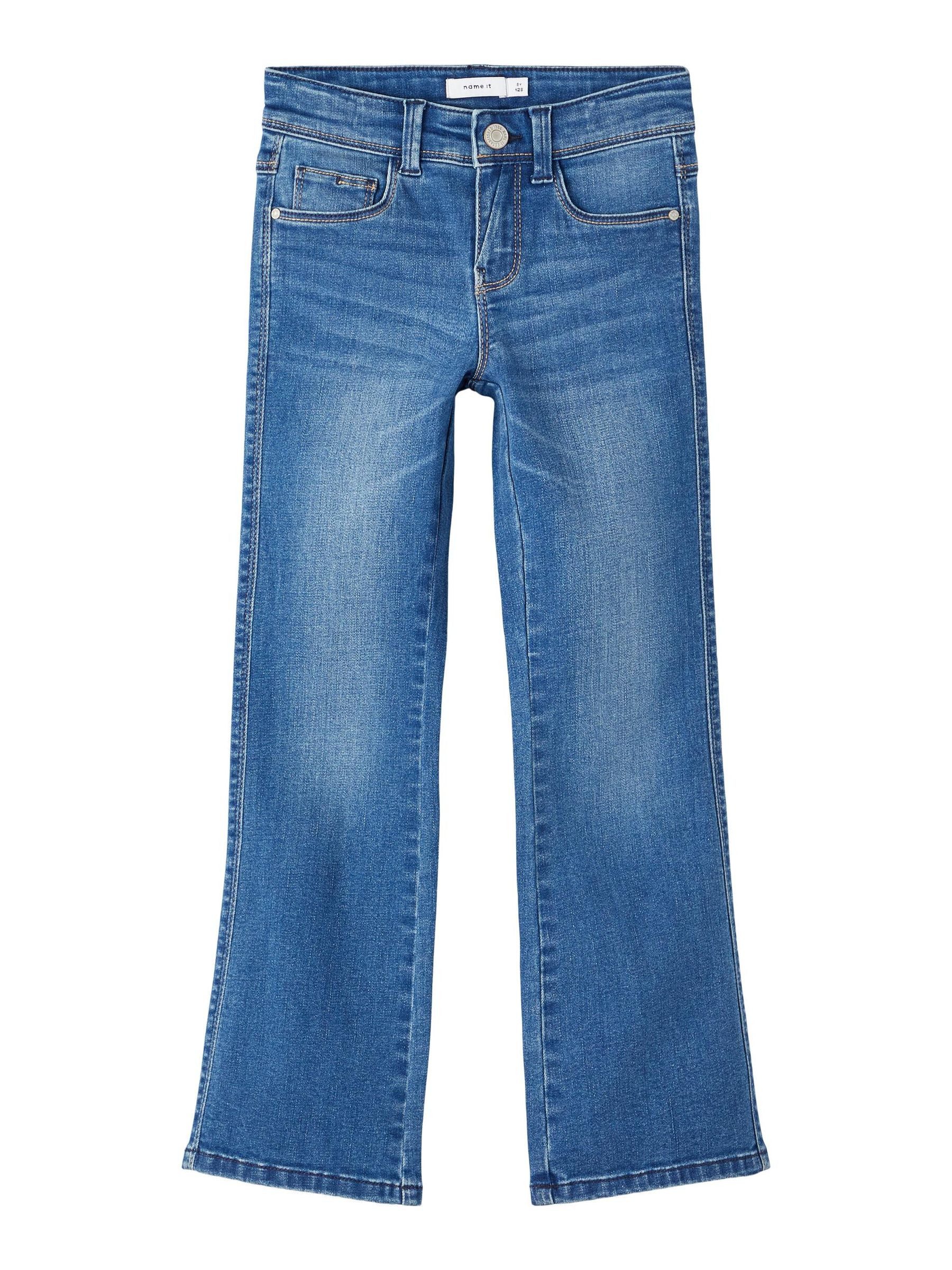 Name It Regular-fit-Jeans Straight Leg Jeans Denim NKFPOLLY für Unisex Baumwolle Regular Fit unifarben elastisch Haken