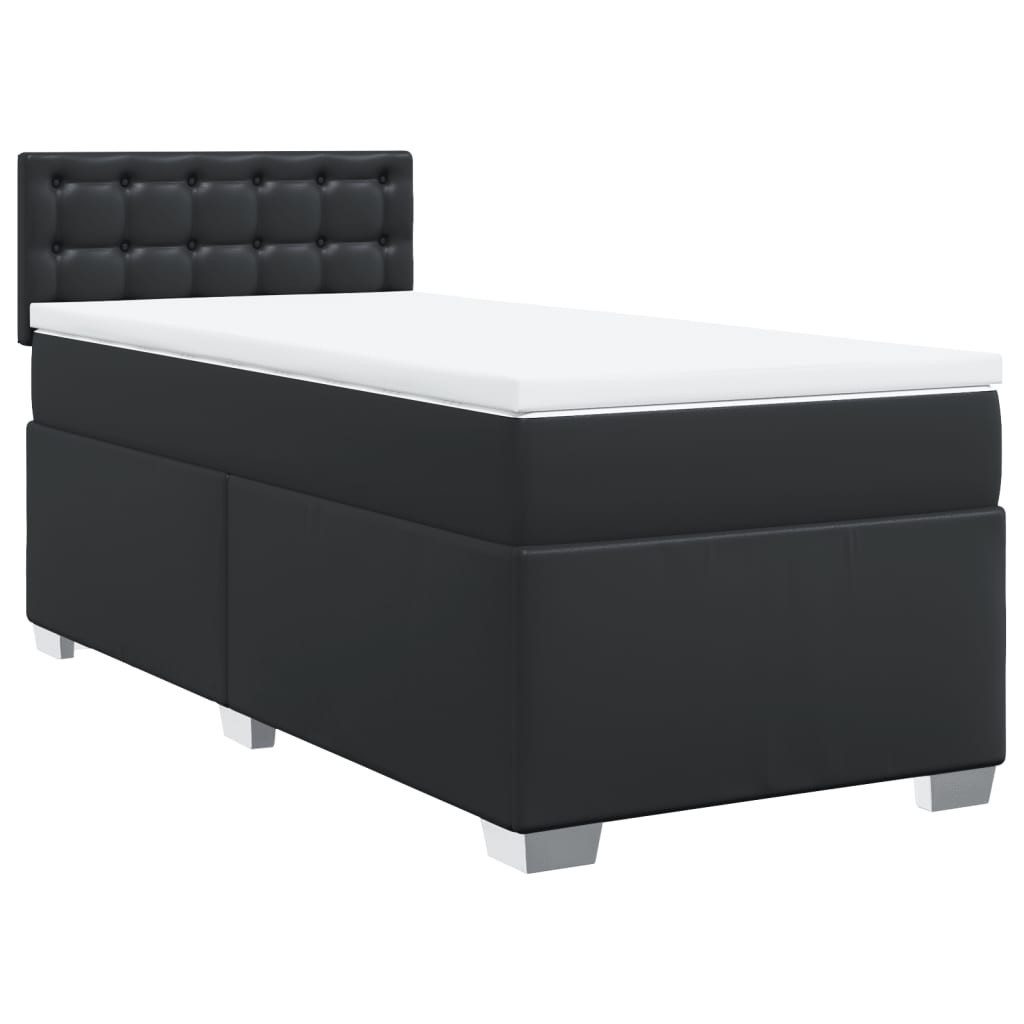 vidaXL Bett Boxspringbett mit Matratze Schwarz 90x200 cm Kunstleder