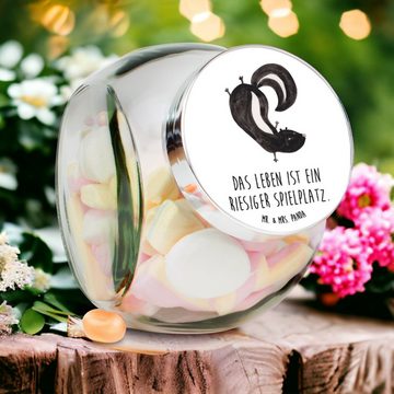 Mr. & Mrs. Panda Vorratsglas L 870ml Stinktier Handstand - Weiß - Geschenk, Snackdose, Stinker, Gl, Premium Glas, (1-tlg), Designvielfalt