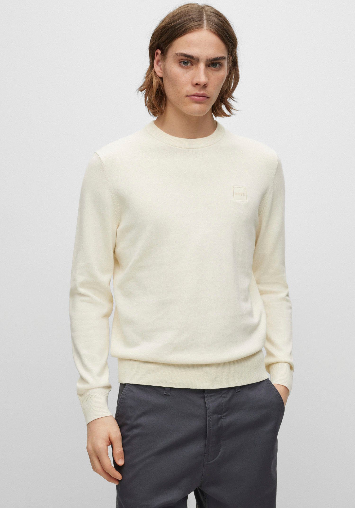 BOSS ORANGE Strickpullover Kanovano mit Kaschmiranteil Light Beige 277