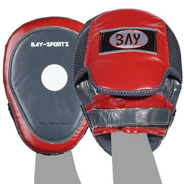 BAY-Sports Pratze Gel Pad Leder Handpratzen Winered Schlagkissen Pratzen, "Test it and Love it" Boxen, Kickboxen, MMA, Krav Maga, Muay Thai