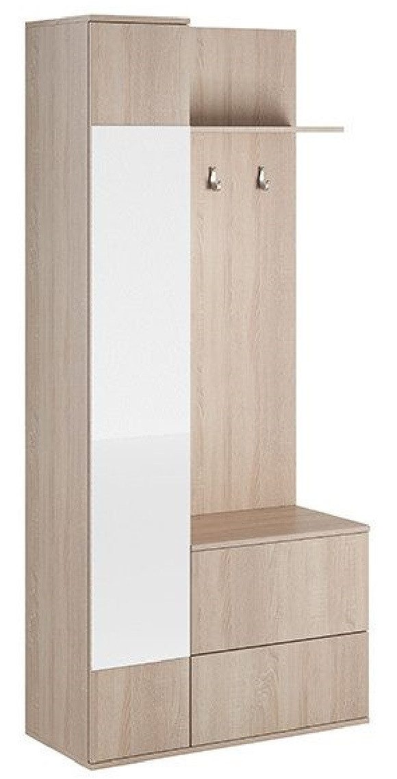Xlmoebel Garderobenschrank Flurschrank mit Spiegel und Schuhablage in Holzoptik (Garderobe) Hergestellt in Europa