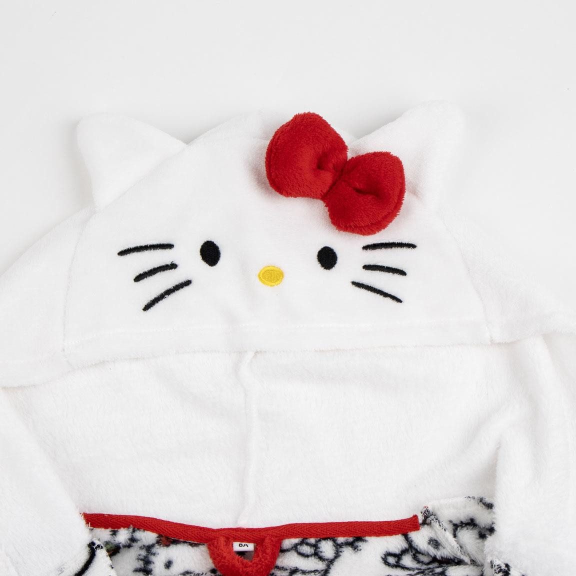 Hello Kitty Kinderbademantel Hello Kitty Mädchen Bademantel mit Kapuze – Bild 3 von 5