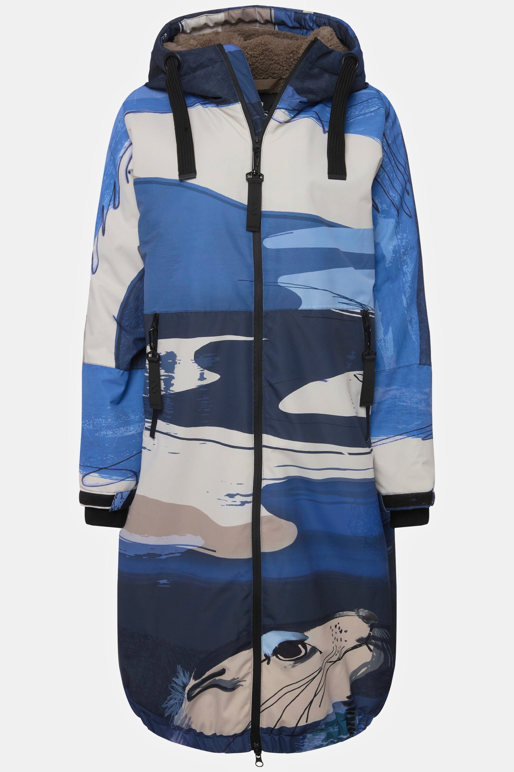 marine Funktions-Jacke oversized Laurasøn Wintermantel Allover-Print maritimer