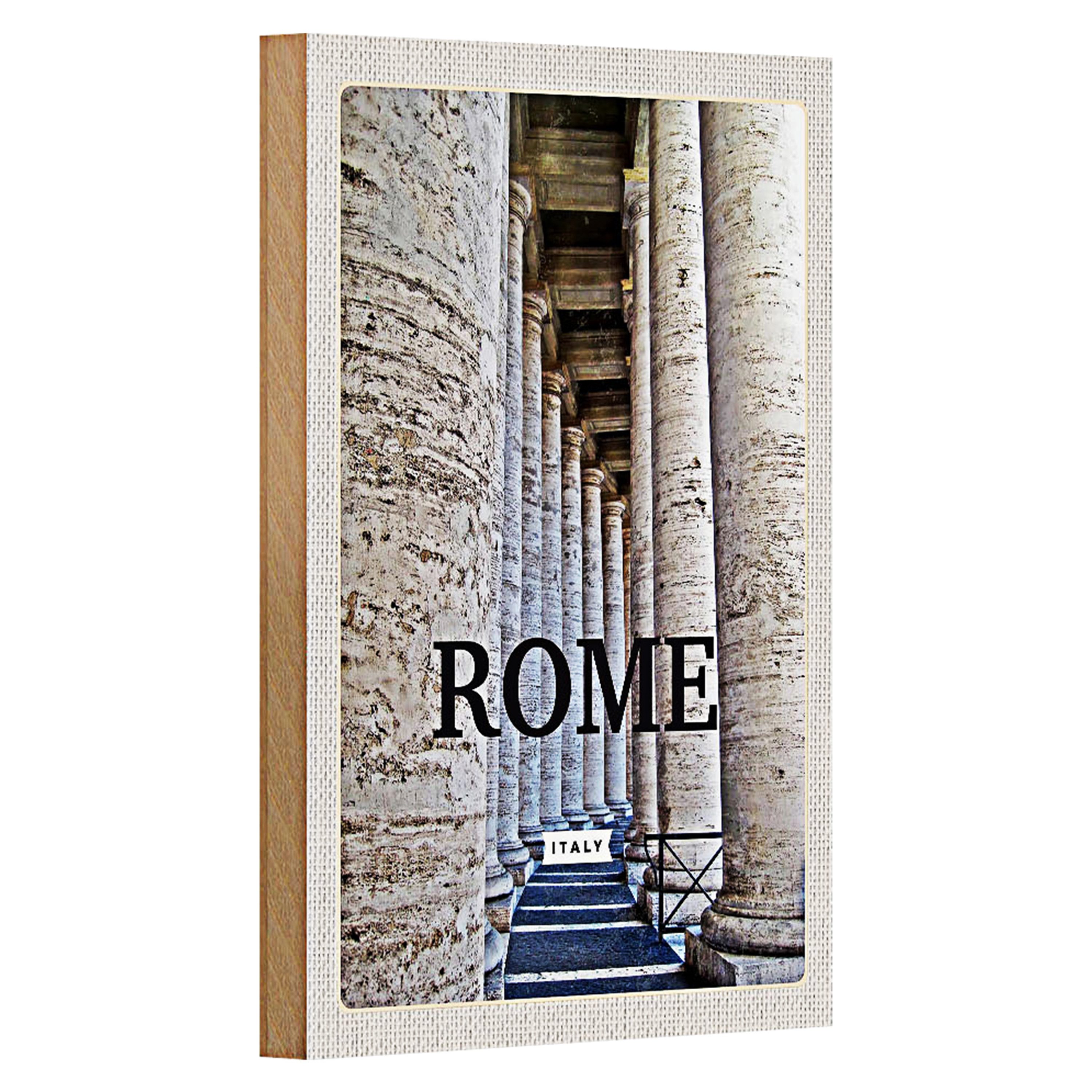 Roomando Holzbild Reise 12x18cm Rom Italien Mittelalter Gebäude