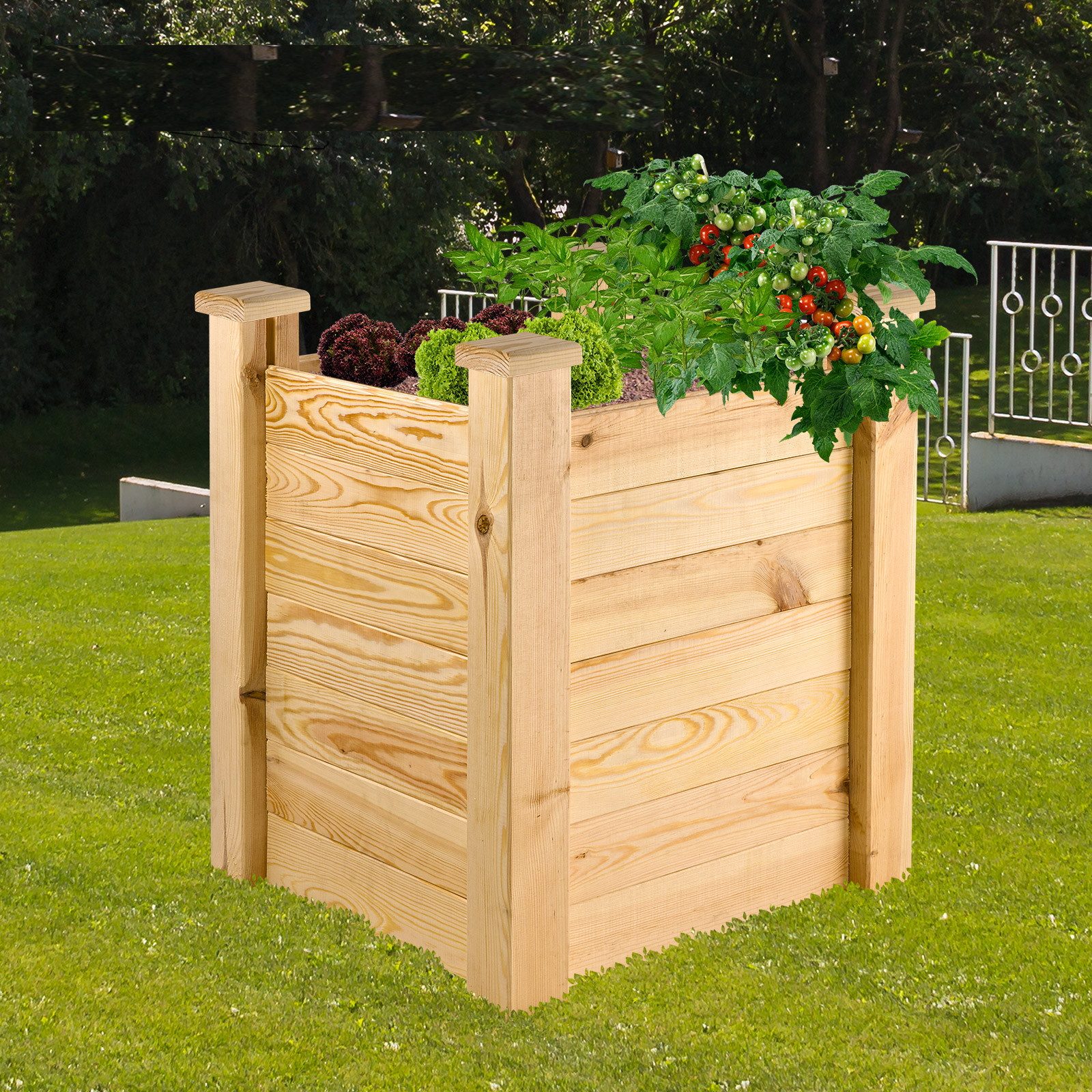 DEMA Hochbeet aus Kifernholz, Massiv, 63x63x77 cm