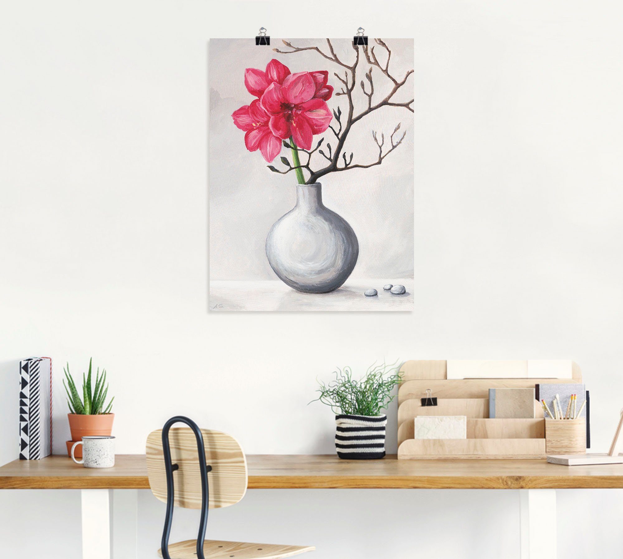 als Alubild, Rote Wandbild Poster Amaryllis, Größen in Blumen Wandaufkleber oder versch. St), (1 Leinwandbild, Artland