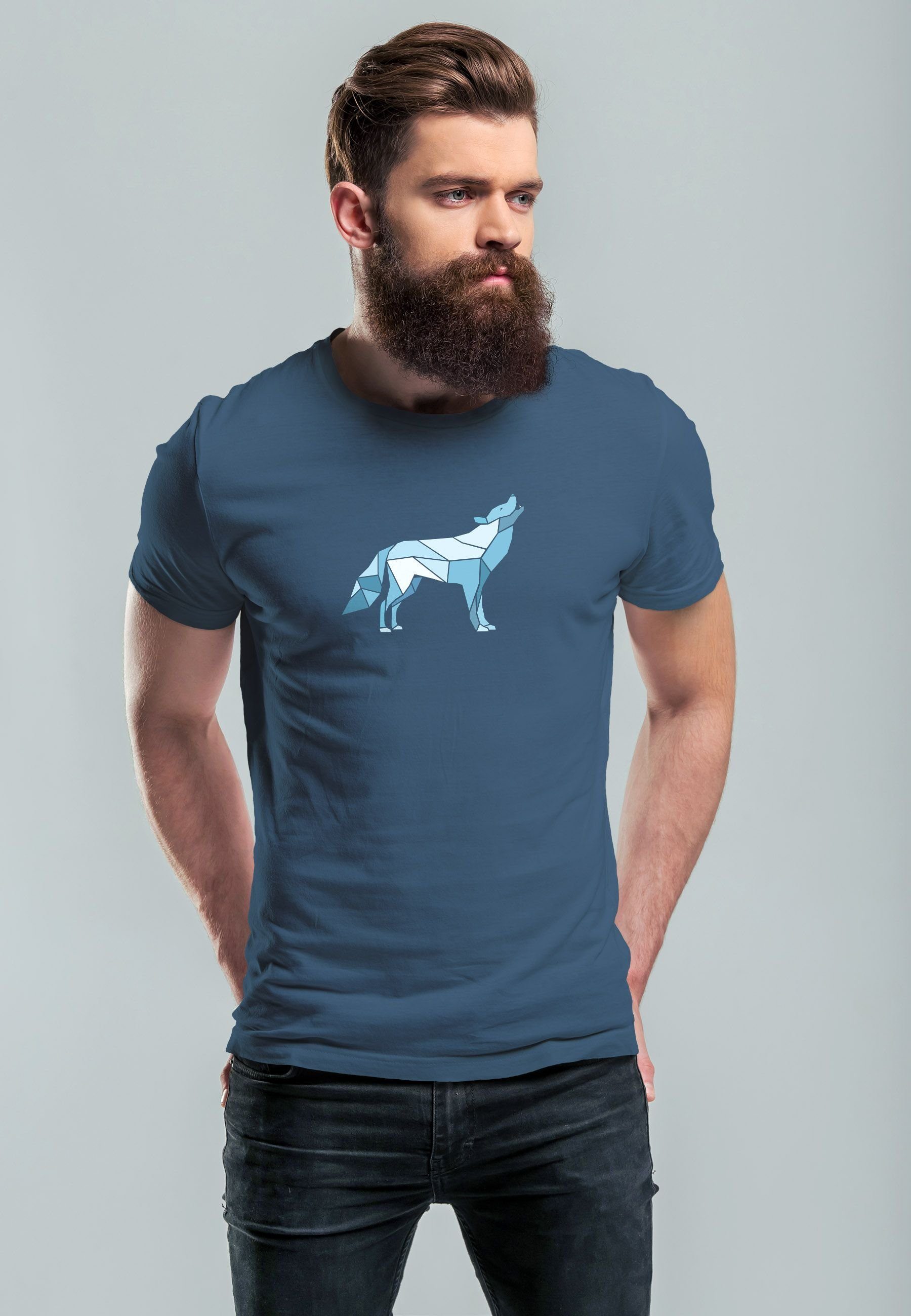 Neverless Print-Shirt Herren T-Shirt Bedruckt Polygon günstig online kaufen