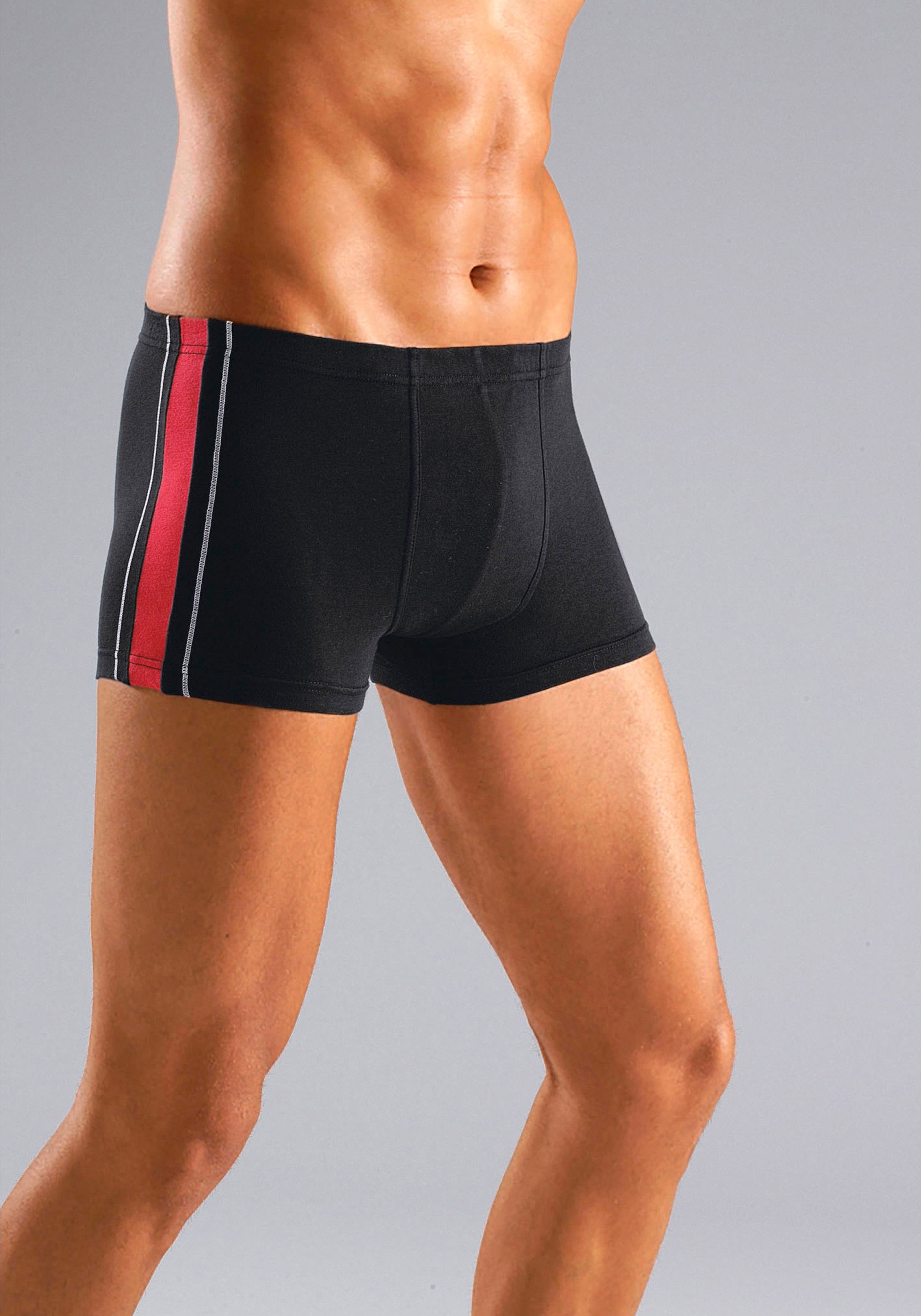 AUTHENTIC UNDERWEAR Boxer Boxershorts für Herren (Packung, 4-St) mit kontrastfarbigen Streifen seitlich