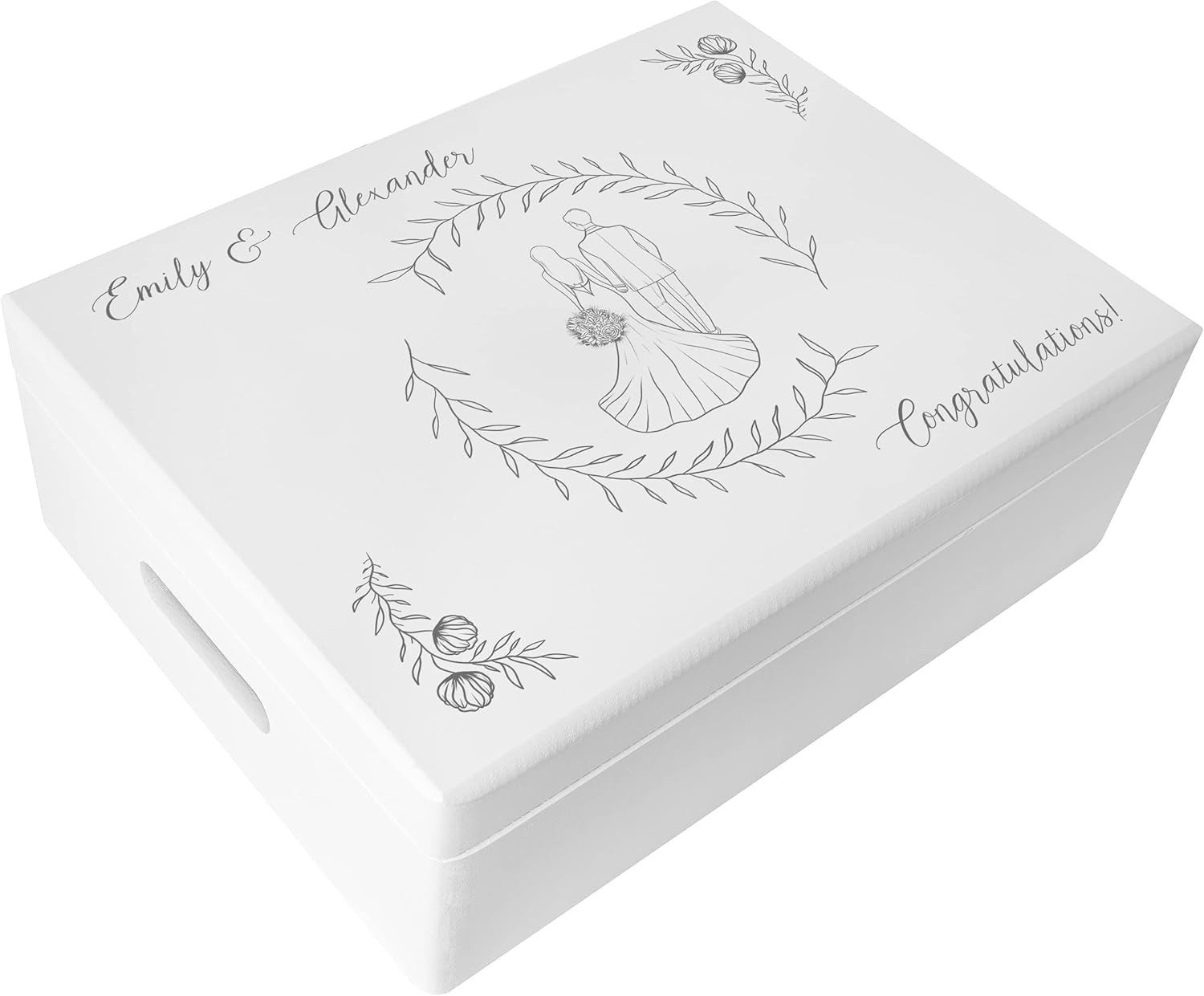 Creative Deco Holzkiste Hochzeitsgeschenke Brautpaar, Weiß, 40 x 30 x 14 cm