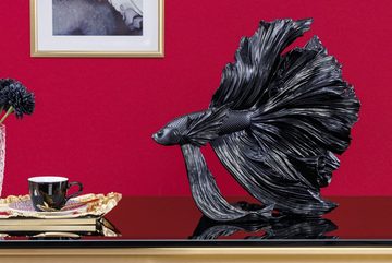 riess-ambiente Tierfigur CROWNTAIL 35cm schwarz (Einzelartikel, 1 St), Wohnzimmer · Kunststein · Kampffisch · Betta Skulptur · Urban Jungle