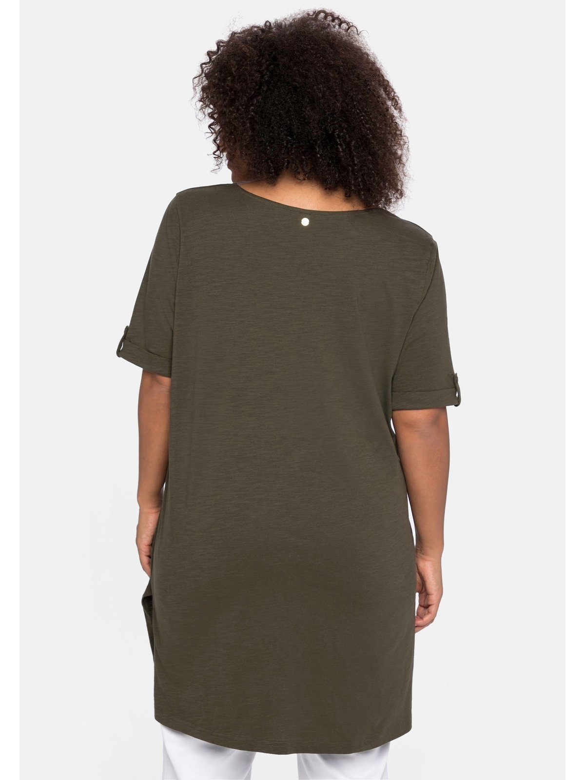 Sheego Longshirt Große Größen mit geschlitztem Ausschnitt | V-Shirts