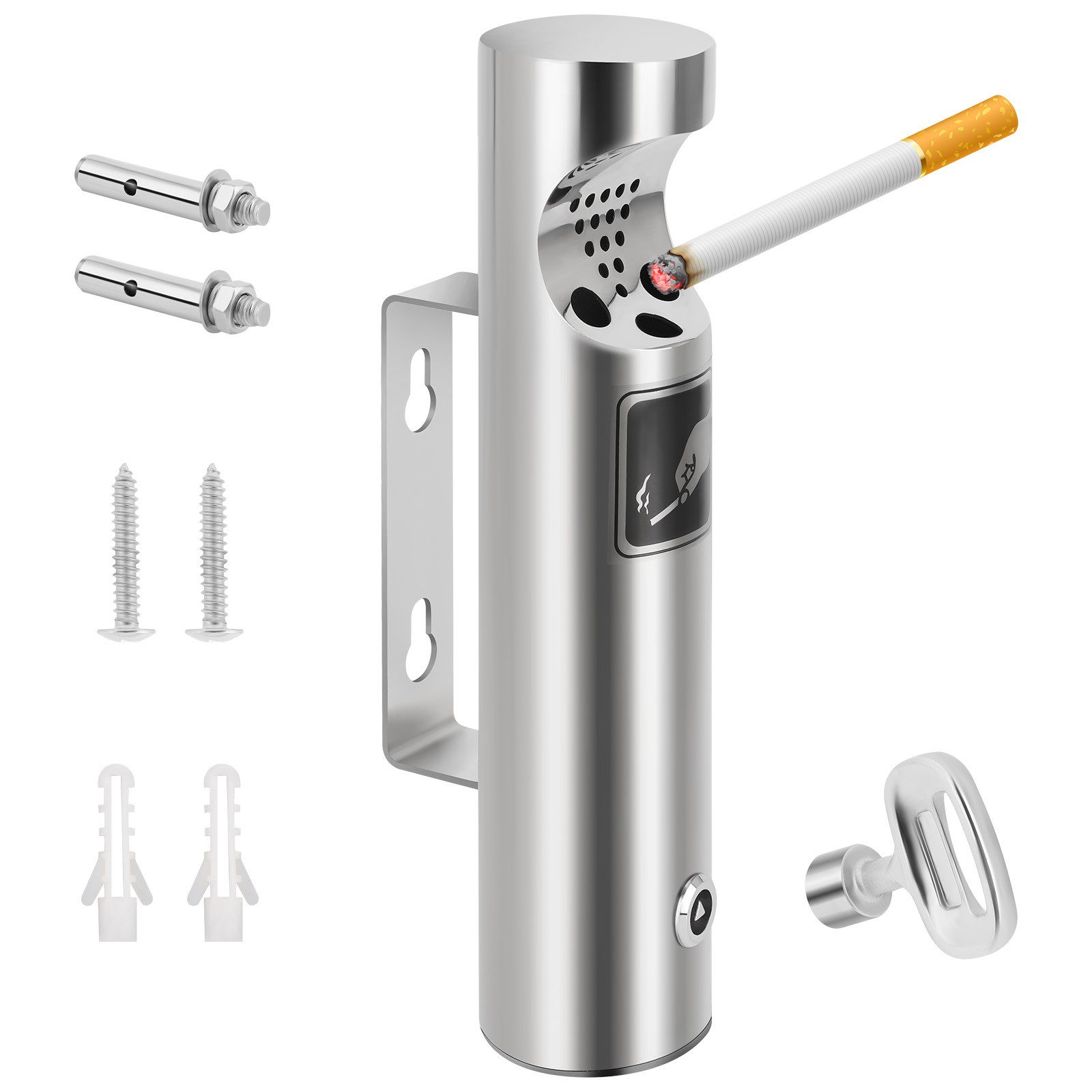 QUBEBU Пепельницы Wandascher Edelstahl Standaschenbecher mit Schloss für Terrasse, Hotel, Minimiert TabakGeruch, Tubular Design, leicht zu reinigen & leer