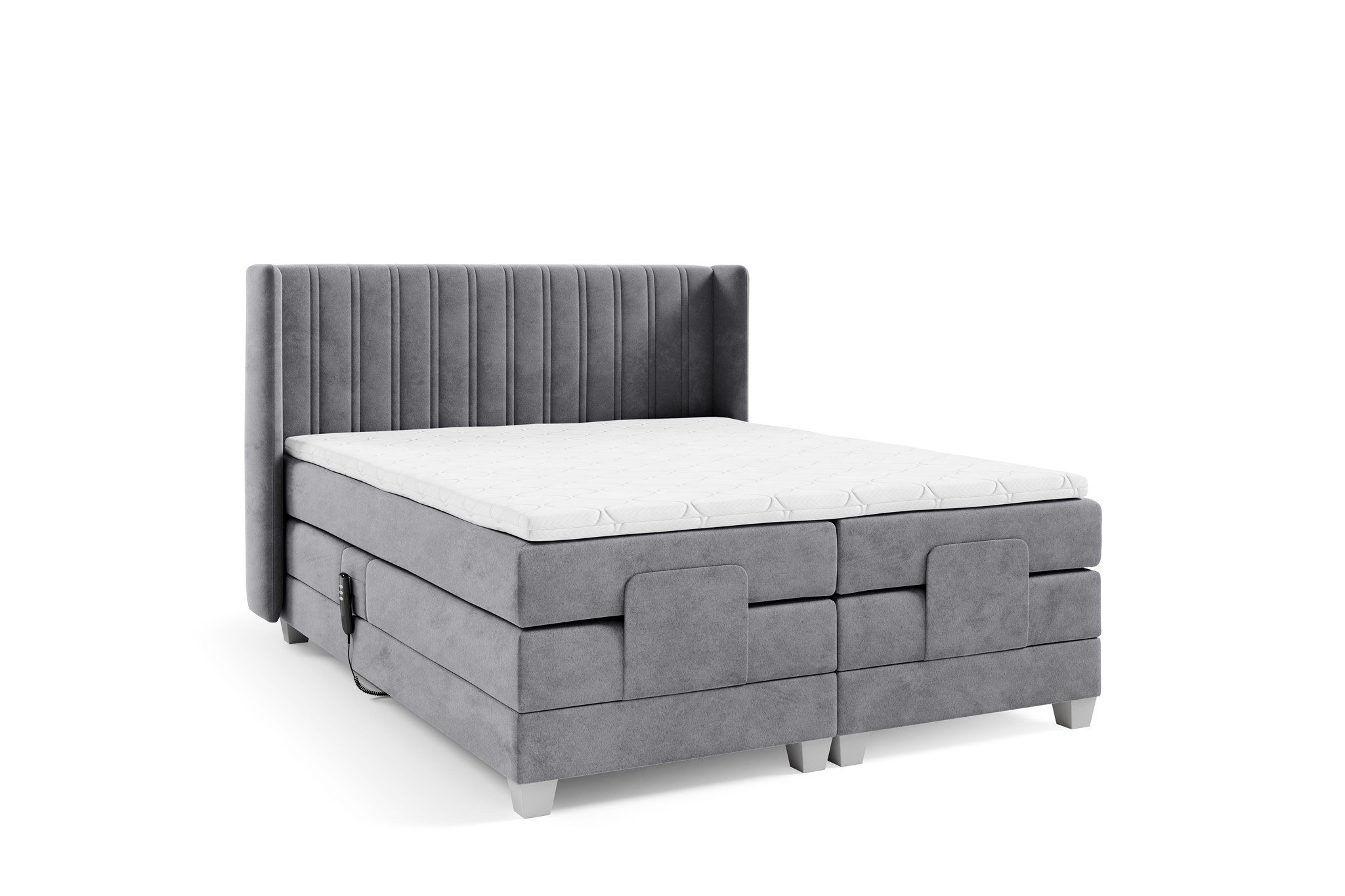 Fun Möbel Boxspringbett Schlafzimmerbett Elektrisches Bett MAGNUS in Stoff Salvador (inkl. Topper), Liegefläche elektrisch verstellbar