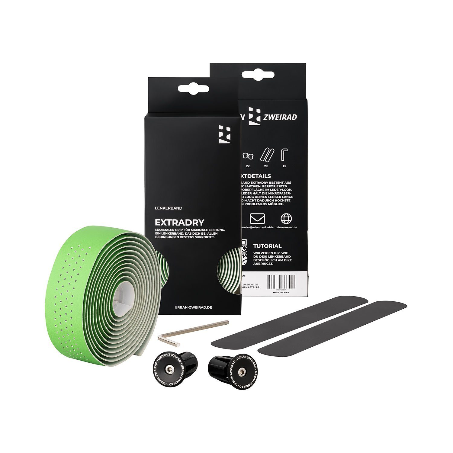 URBAN ZWEIRAD Fahrradlenker URBAN ZWEIRAD Premium Extra Dry - Fahrrad Lenkerband Rennrad - Griffband selbstklebend inkl. Alu Lenkerstopfen - Gravel, Rennrad Lenkerband