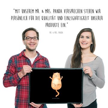 Fußmatte 50 x 75 cm Katze Umarmen - Schwarz - Geschenk, Katzensouvenirs, niedl, Mr. & Mrs. Panda, Höhe: 0.3 mm, Liebevoller Empfang