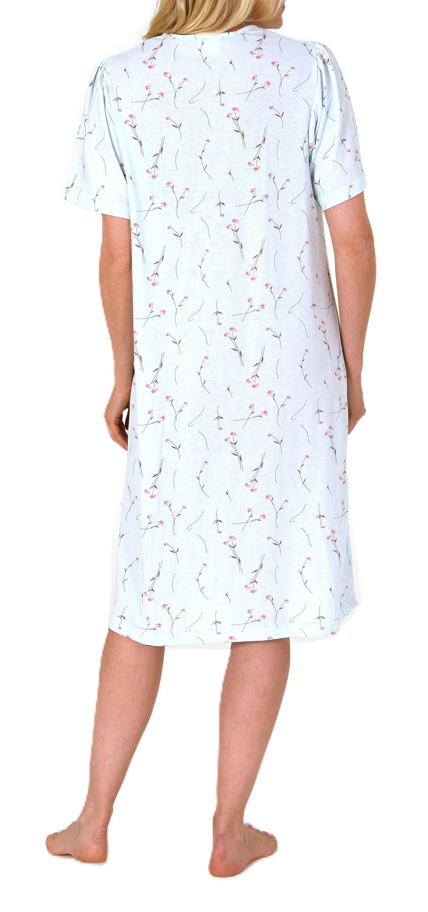 Normann Nachthemd Elegantes frauliches Damen kurzarm Nachthemd mit Knopfleiste am Hals – Bild 4 von 5