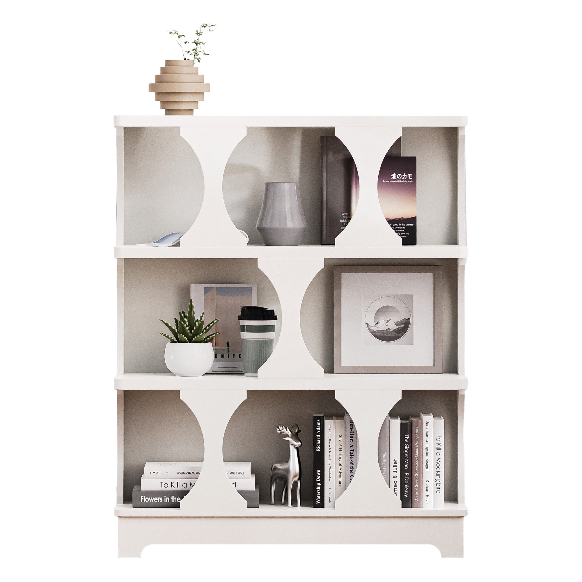 OKWISH Bücherregal mit Hohl-Design, Standregal, Aufbewahrungsregal günstig online kaufen