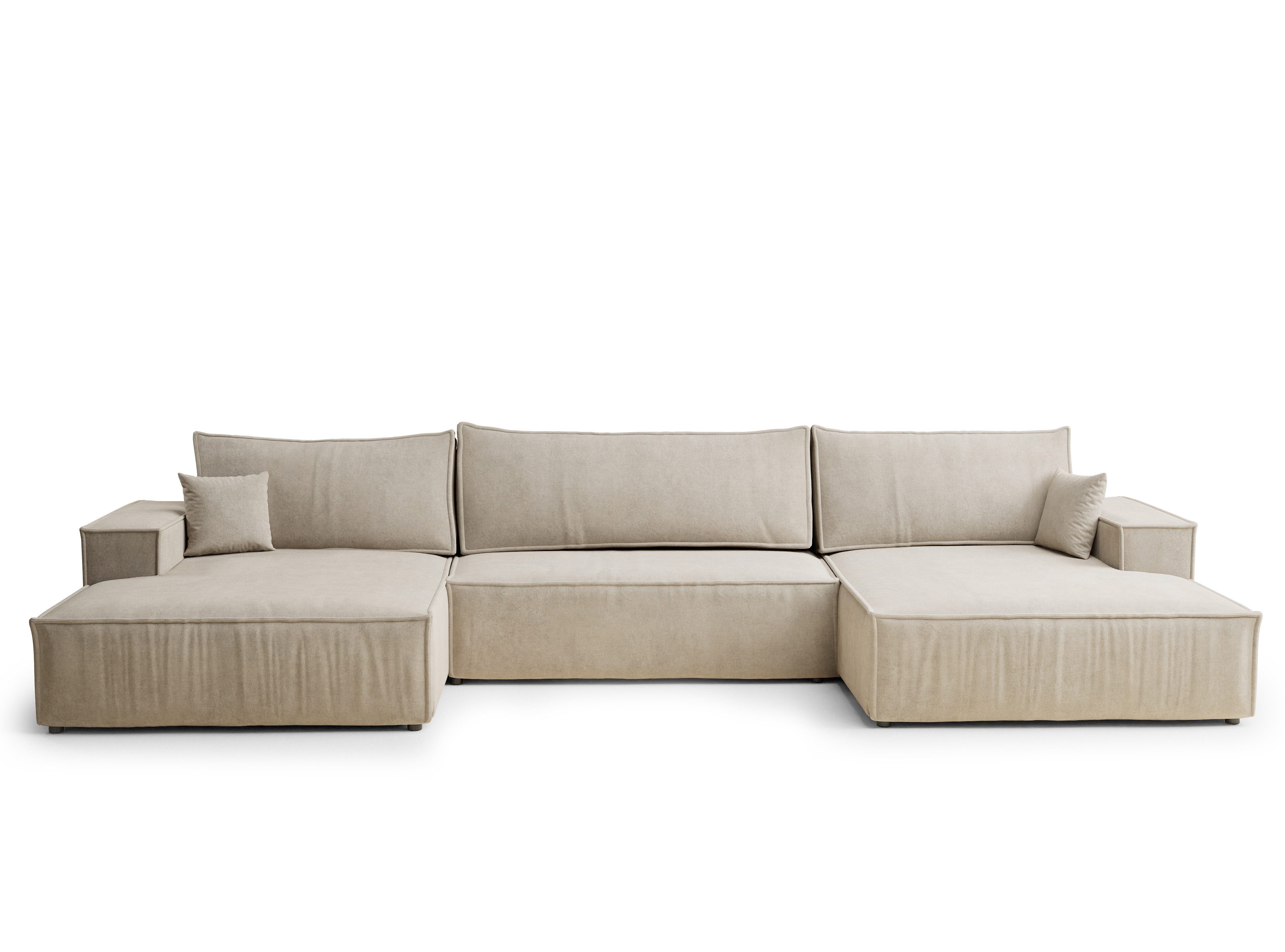 Maison de Rêve Wohnlandschaft Kyoto mit Schlaffunktion, U-Form Sofa mit Bettkasten, Zierkissen, Liegefläche 135x343 cm – Bild 2 von 5
