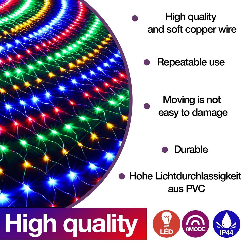 Clanmacy LED-Lichternetz LED Lichternetz Lichterkette Deko Lichtervorhang