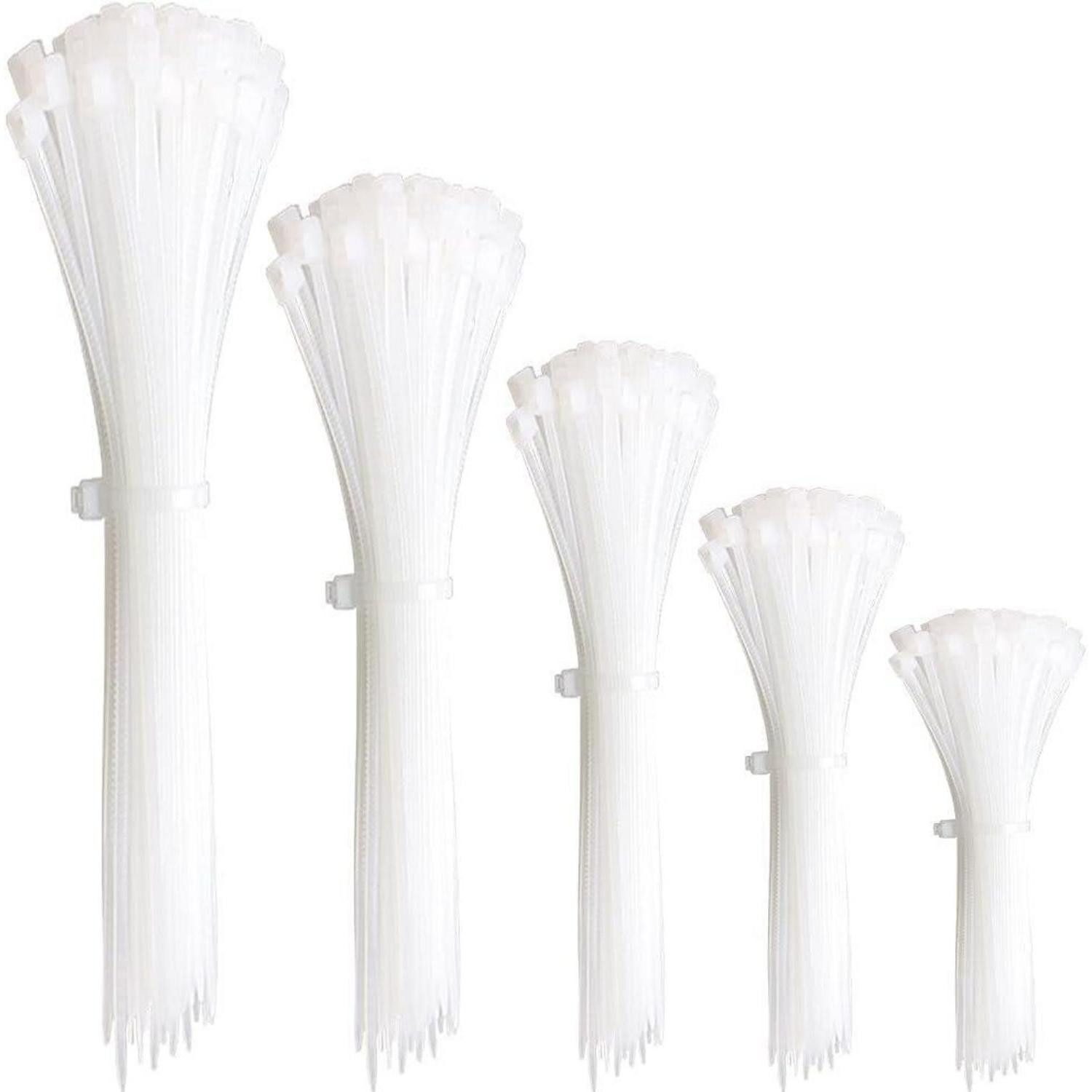 LuxusKollektion Kabelbinder Kabelbinder Set 300 Stk. Weiß UV Beständig Nylon