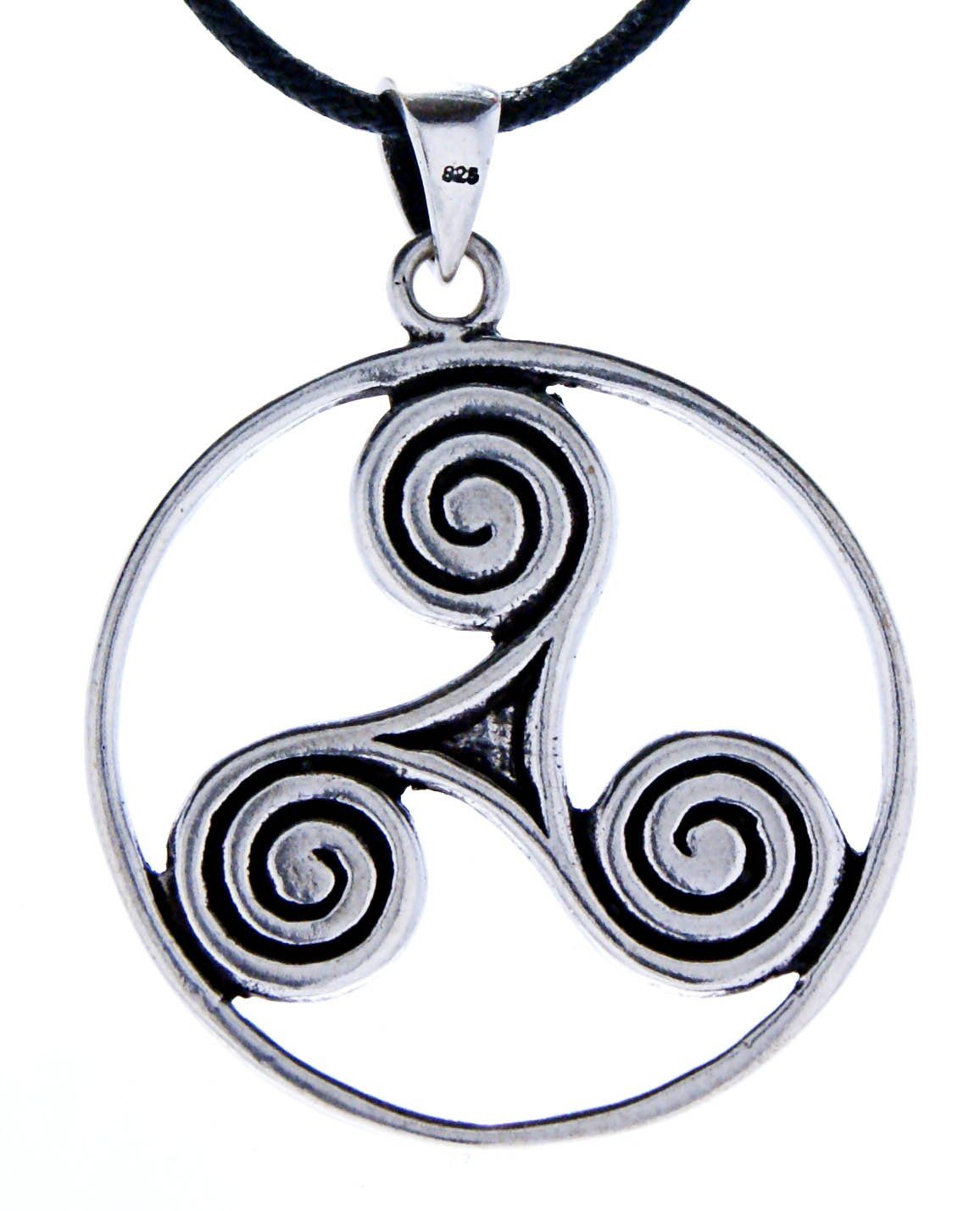 Kiss of Leather Kettenanhänger Triskelen Triskel Triskele Spirale, 925 Silber (Sterlingsilber)