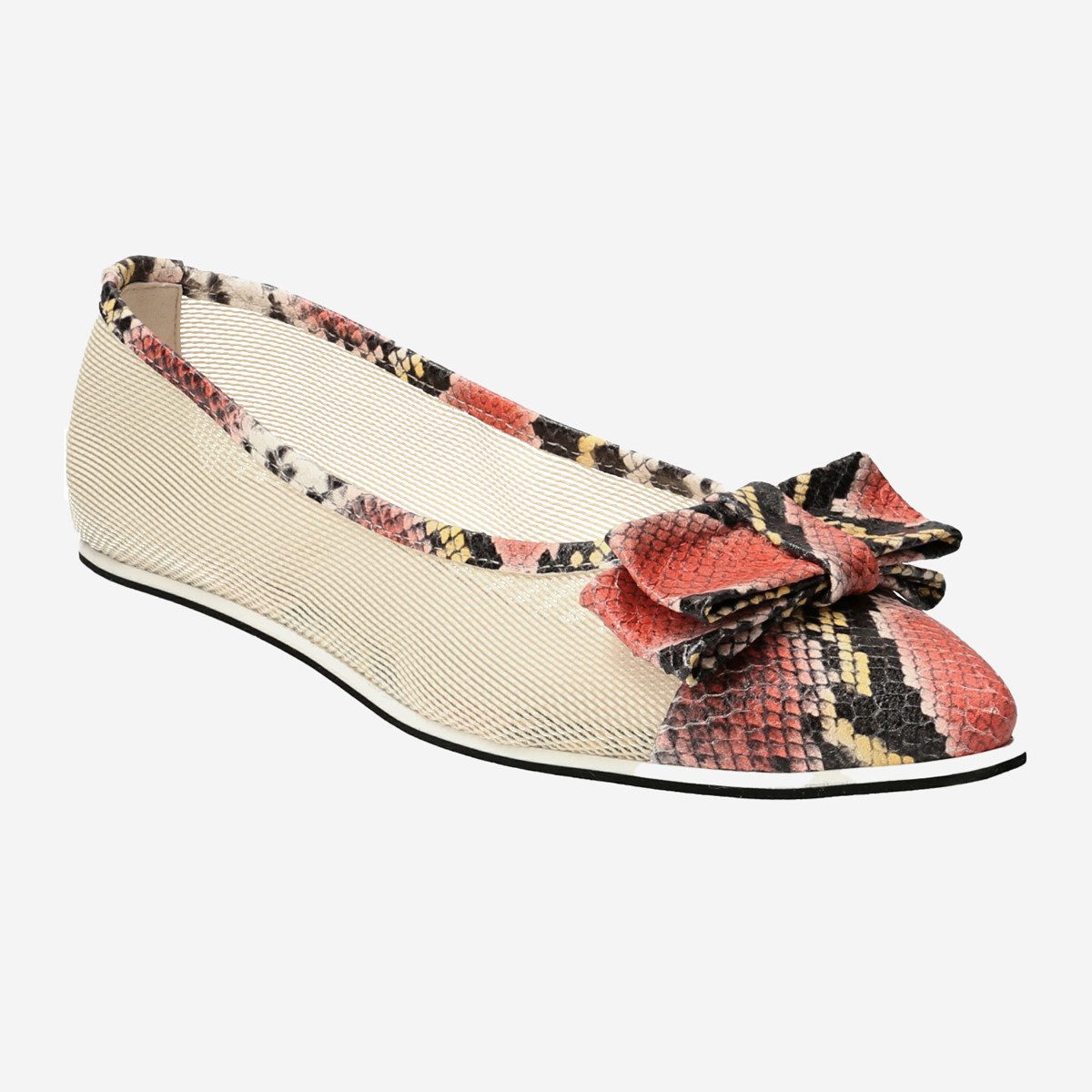 Lüke Schuhe Q008 BEIGE, Ballerina in Beige kombiniert für Damen Ballerina