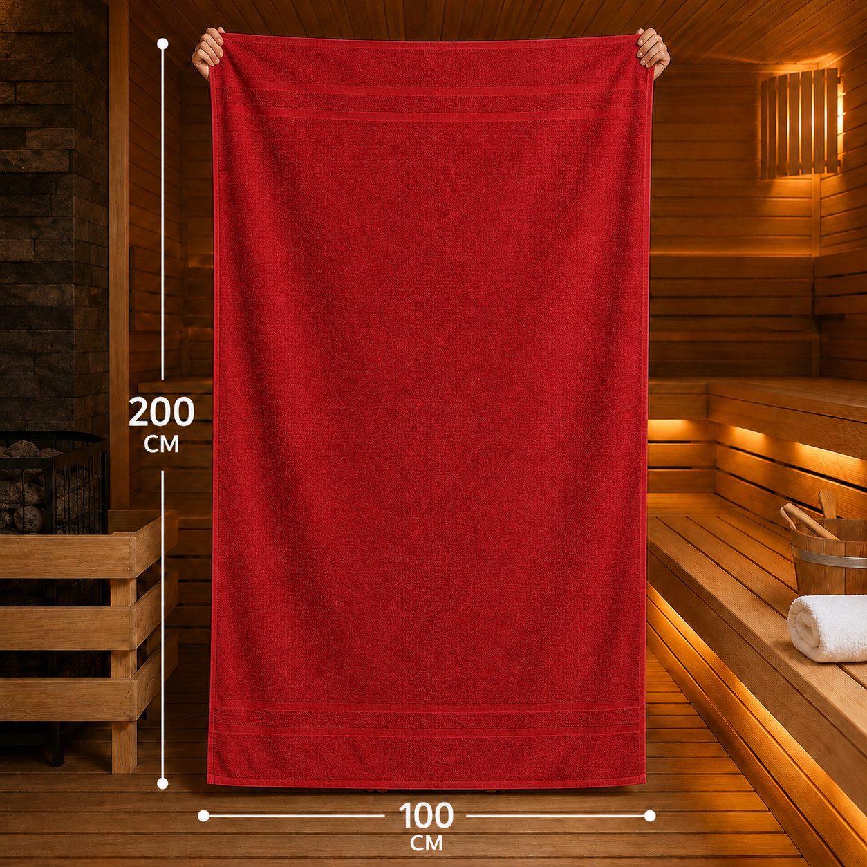 Komfortec Saunatuch 100x200 Extra Große XXL Premium Saunatuch, Unifarben (1-St), extra Große XXL, Schnelltrocknend, Frottee, Weich, Baumwolle – Bild 4 von 5