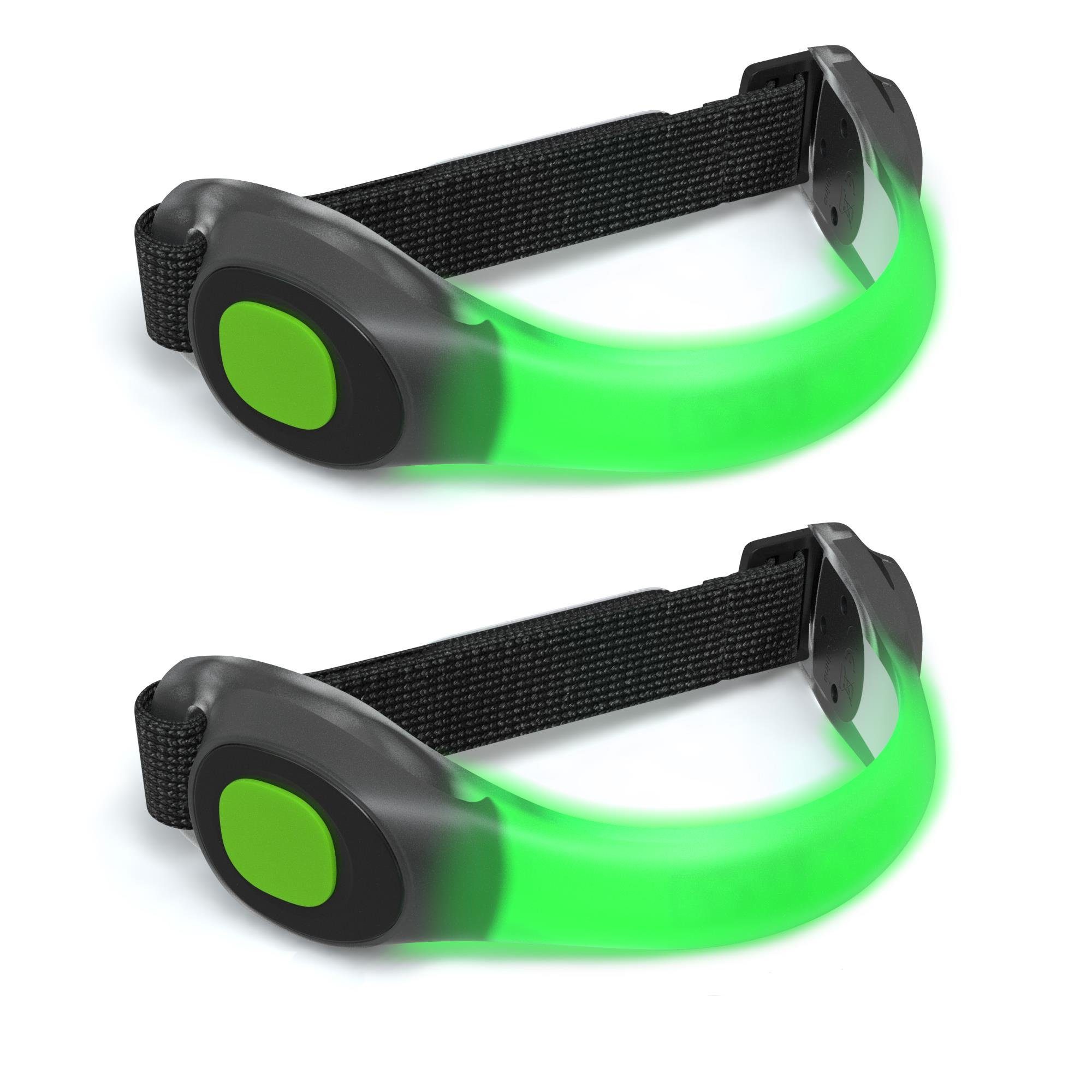 EAZY CASE Fahrradreflektor 2er Set LED Binkarmband, LED Armband Reflektorband Joggen Reflektoren Kind Hund LED Licht Grün