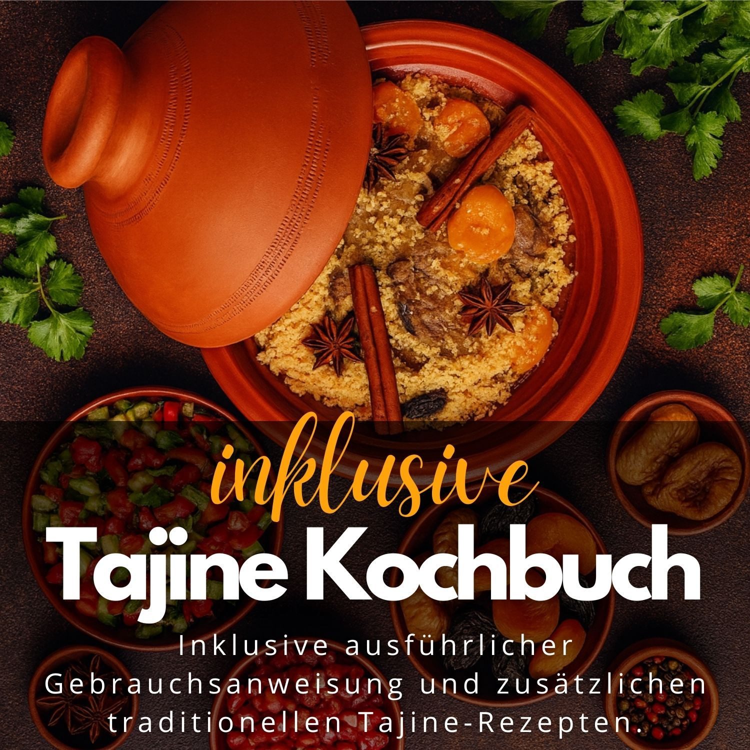 Marrakesch Orient & Mediterran Interior Dampfgartopf 2er Set, Tajine Tuareg Ø 30cm + Nord-Afrikanische Küche Kochbuch, (2-tlg), Handarbeit