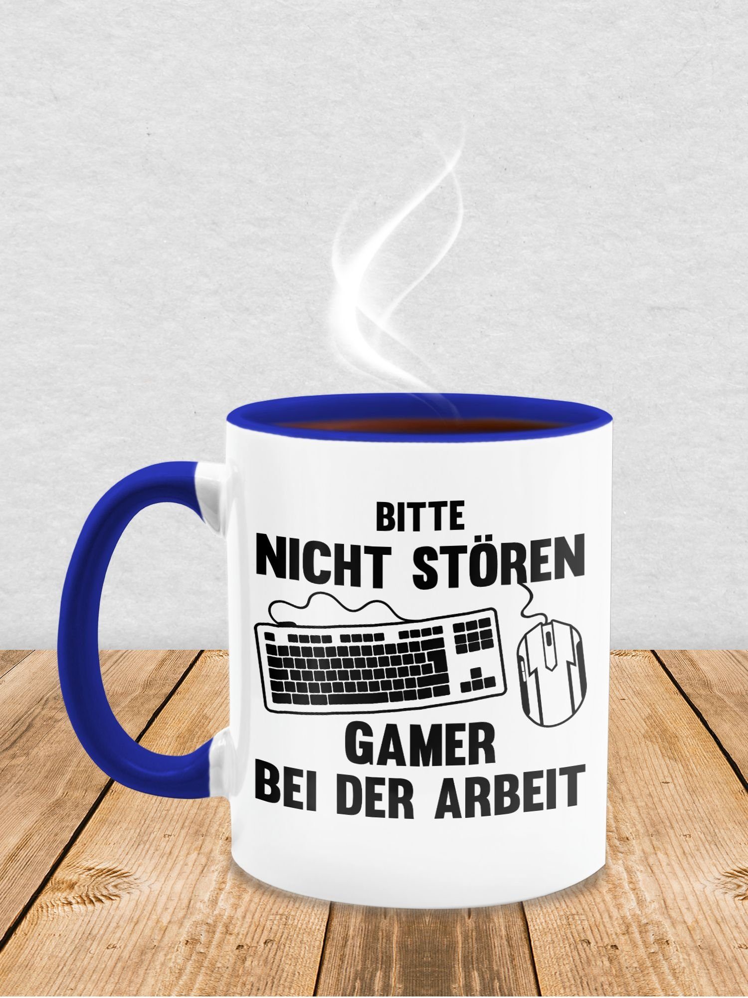 Shirtracer Tasse der Gamer Bitte Keramik, Dunkelblau stören bei 3 nicht Arbeit, Statement