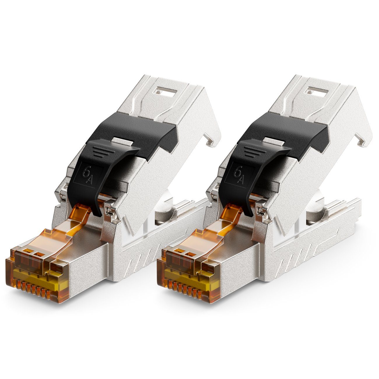 deleyCON deleyCON 2x CAT 6a Netzwerkstecker Werkzeuglos Netzwerkkabel Netzwerk-Adapter