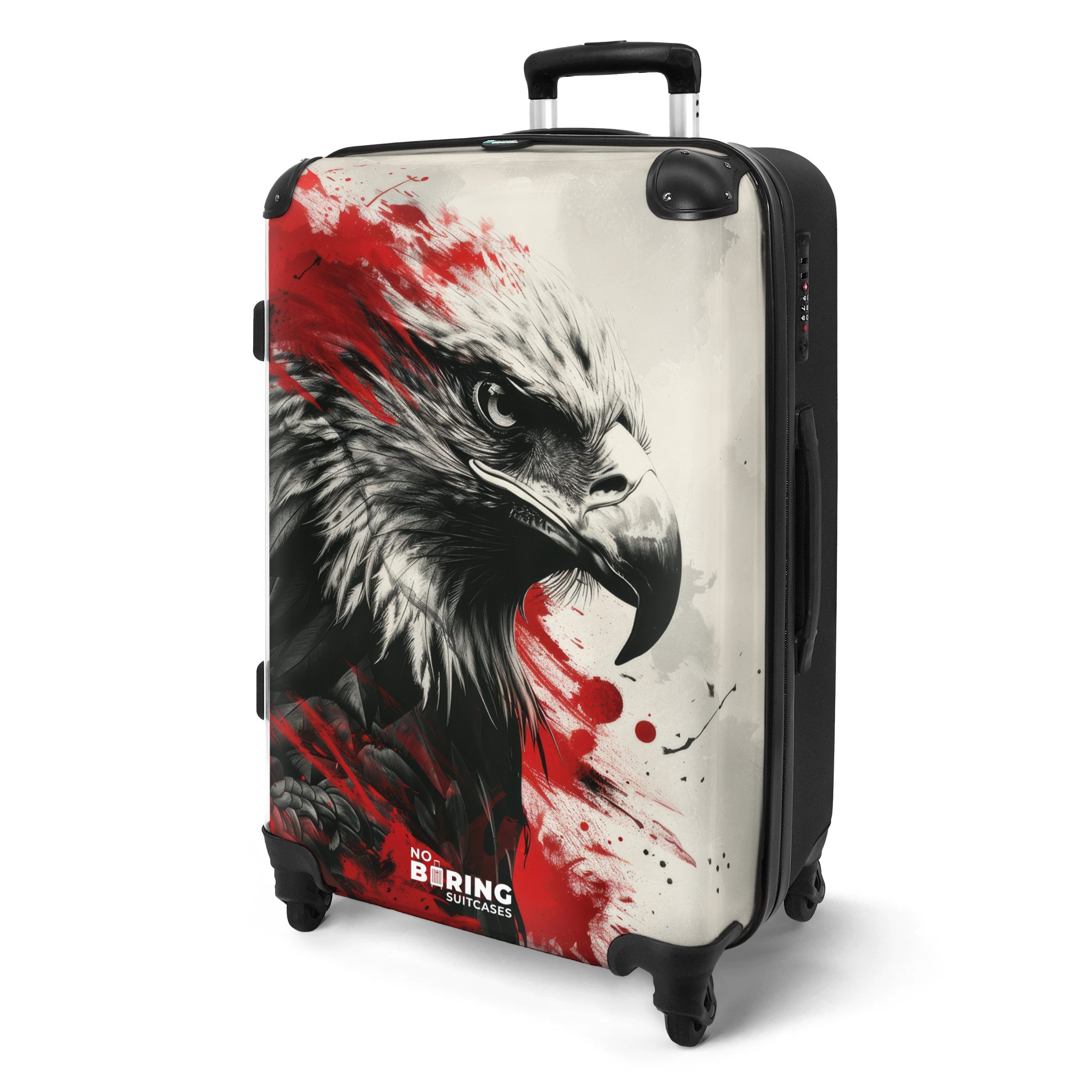 NoBoringSuitcases.com© Hartschalen-Trolley Schwarzer und weißer Adler günstig online kaufen