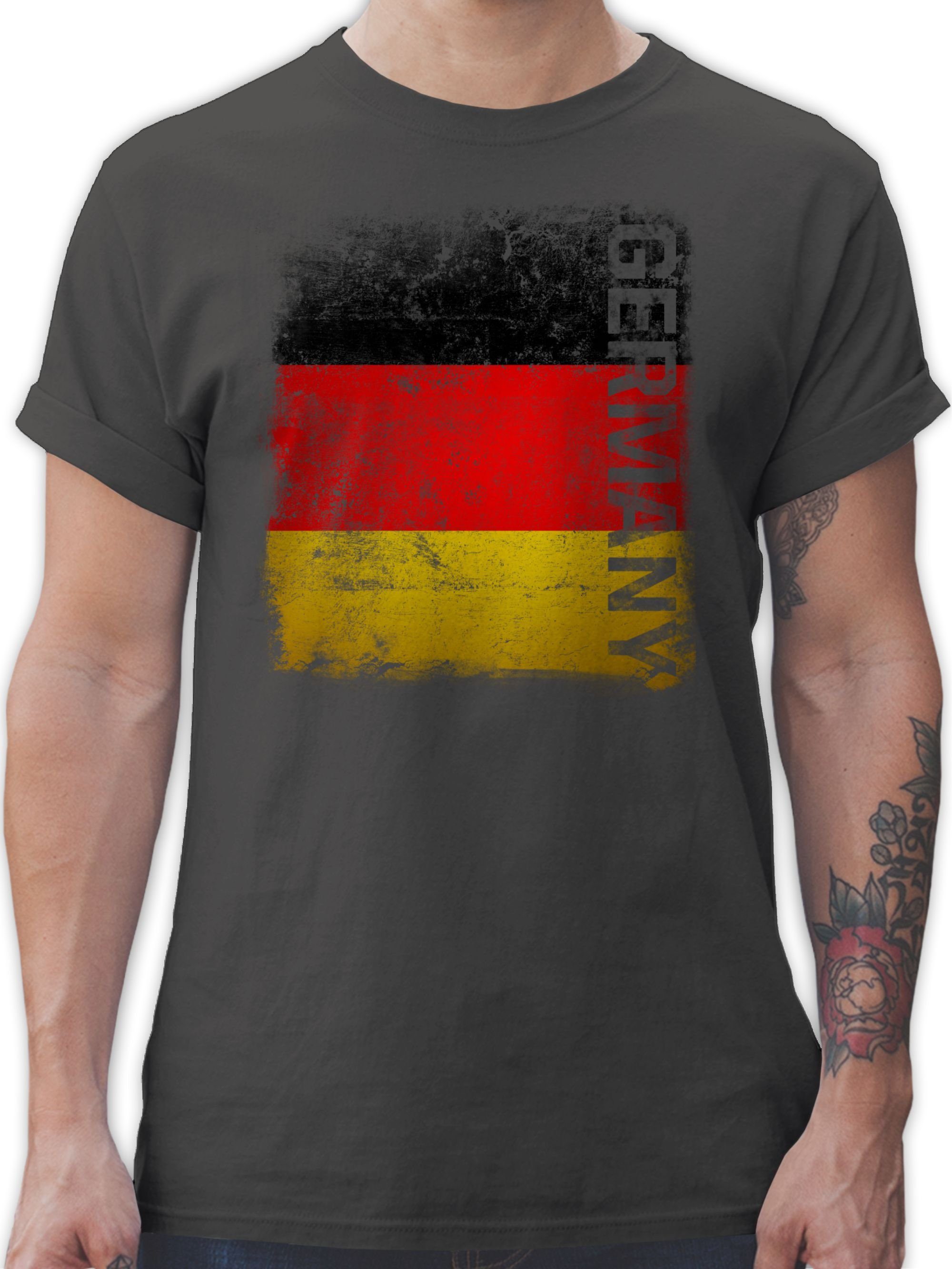 Shirtracer T-Shirt Germany Vintage Flagge Fussball EM 2024 3 Dunkelgrau