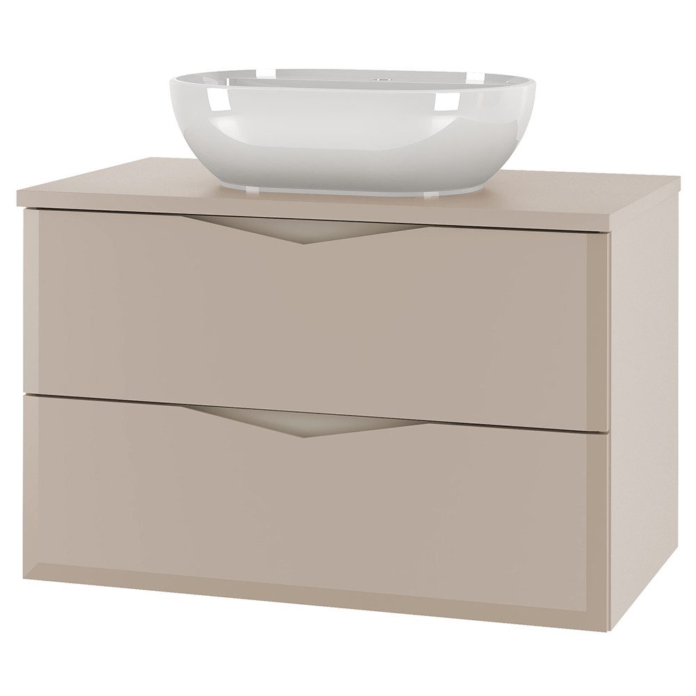 Lomadox Waschtisch DORIDA-140, Waschtischunterschrank Badezimmerschrank 80 cm breit modern kaschmir