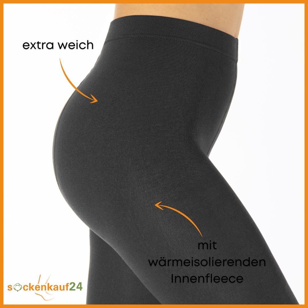 sockenkauf24 Thermostrumpfhose Damen Strumpfhose mit Innenfleece in 10 Farben (Anthrazit 42-44) extra warm Winter Strumpfhose WP – Bild 4 von 5