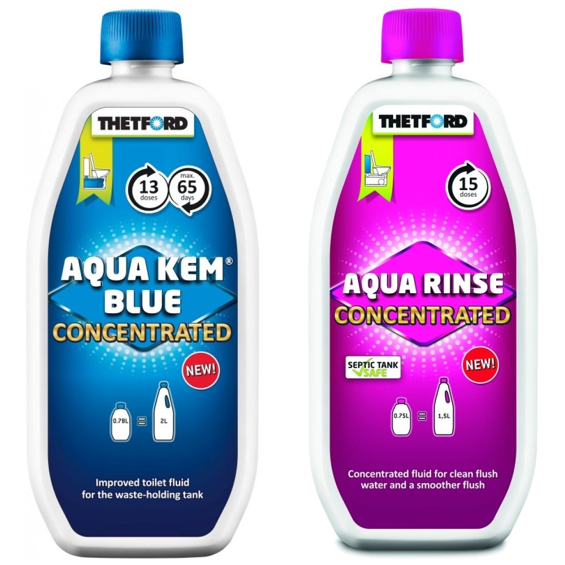 Campingtoilette Thetford Aqua Kem Blue Konzentrat 780ml + Rinse 750ml