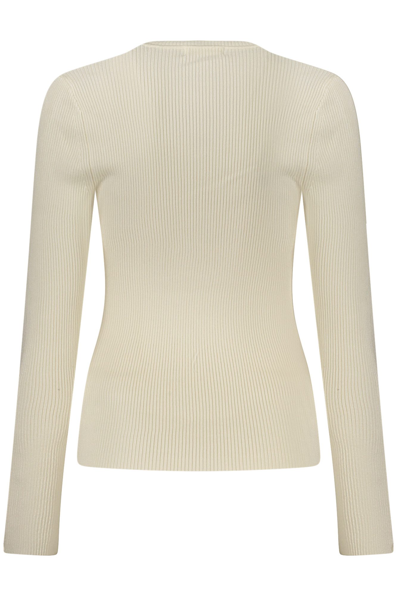GUESS JEANS Strickpullover Weißer Damenpullover mit Strass & Strukturärmeln - Modischer Chic
