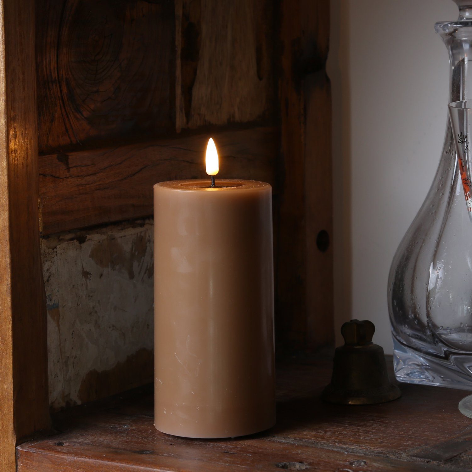 Deluxe Homeart LED-Kerze Mia Echtwachs Deluxe Wachsspiegel flackernd H: 15c günstig online kaufen