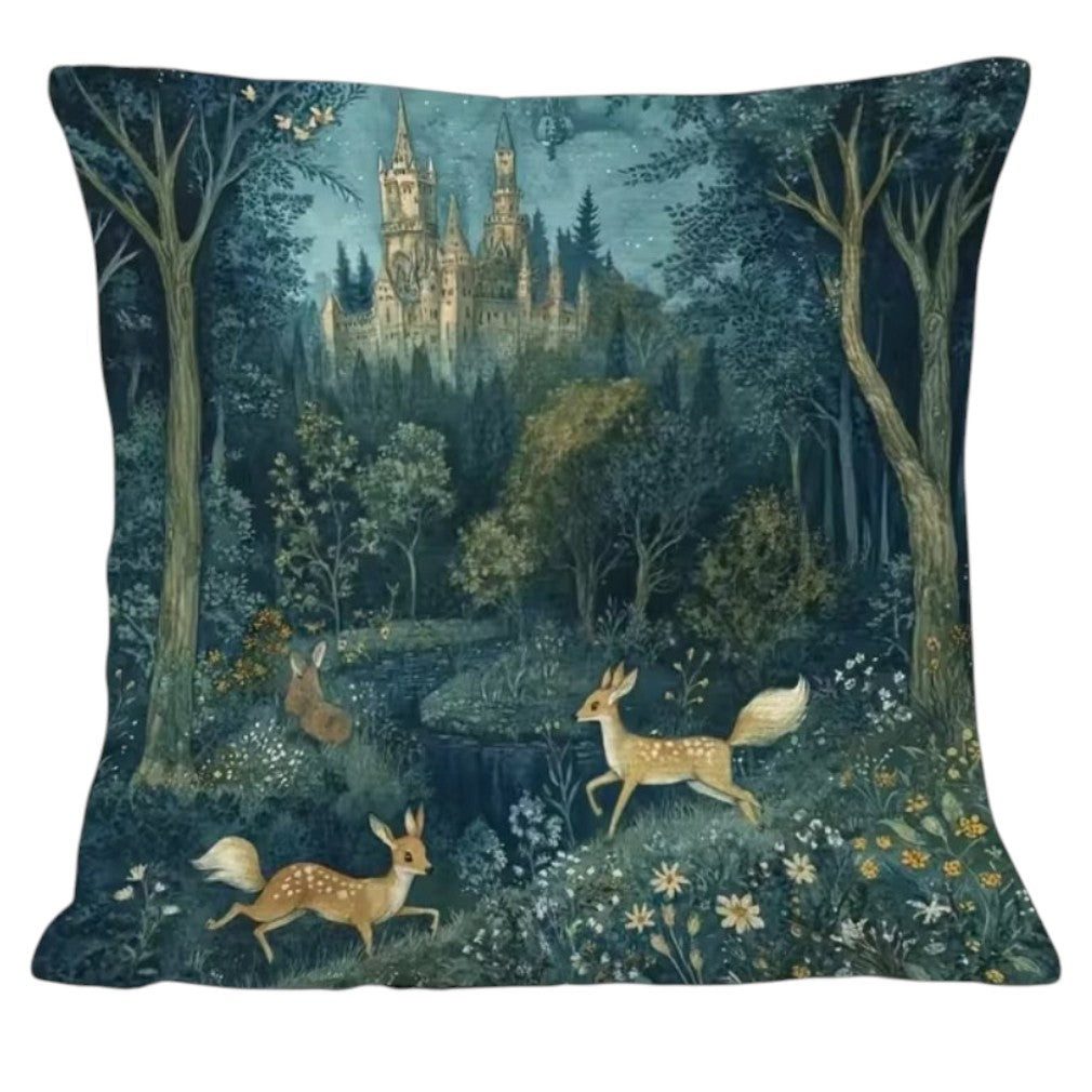 Dark-Desires Dekokissen Dekokissen Zauberwald Schloss – Rehe & Märchenwald Tapisserie, Dekokissen Zauberwald Schloss – Rehe & Märchenwald Tapisserie