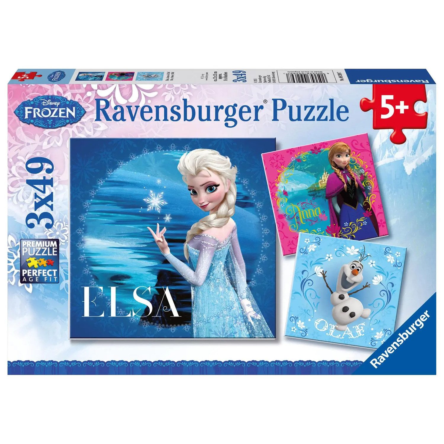 Ravensburger Puzzle Disney Frozen: Elsa, Anna & Olaf. Puzzle 3 x 49 Teile, 49 Puzzleteile