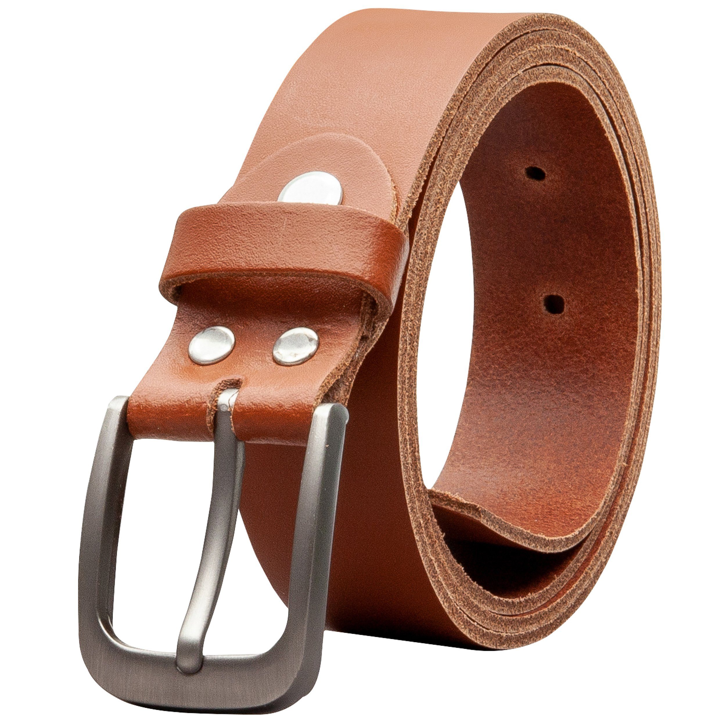COLOGNEBELT Ledergürtel OM319-SL-Cognac MADE IN GERMANY, Cognac Kürzbar, 100 % Echtleder, Aus einem Stück, Unisex